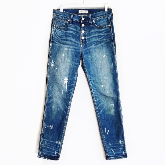 Madewell Denim - Madewell Slim Straight Blue Distressed Denim Jeans